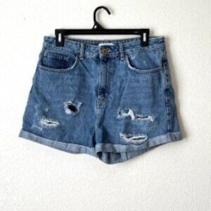 Forever 21 High Rise Distressed Denim Shorts Size 30